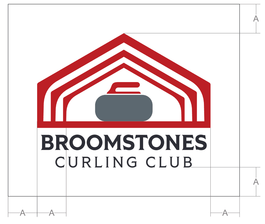 Diagram showing minimum clearspace around the Broomstones logo