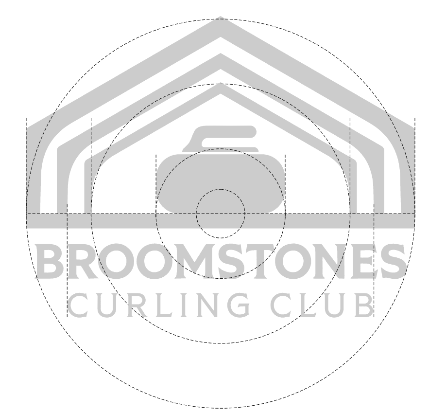 Diagram showing how the Broomstones logo geometry maps to the curling house circles